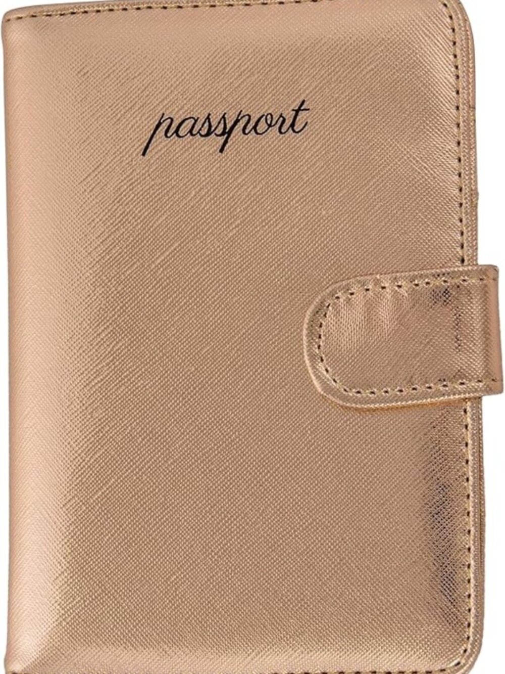 MIAMICA Women's Passport Scrypt Passport Cover with Card Pockets Rose Gold